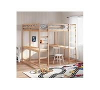 vidaXL Lit superposé mezzanine 3284236 - 140x200 cm, bureau et échelle en pin massif Beige G