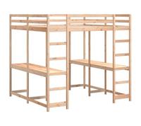 Vidaxl Lit Superposé Et Bureau Et Échelle 140x200cm Bois De Pin Massif Multicolore
