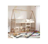 Vidaxl Lit Superposé Et Échelle Et Toit 80x200 Cm Bois De Pin Massif Multicolore