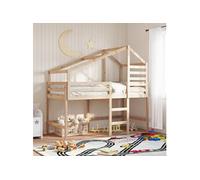 Vidaxl Lit Superposé Et Échelle Et Toit 90x200 Cm Bois De Pin Massif Multicolore