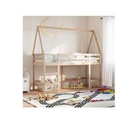 Lit Superposé et Echelle et Toit Meuble de Chambre Bois de Pin Massif vidaXL