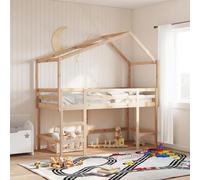 Lit superposé et échelle et toit 90x200 cm bois de pin massif, lit intermédiaire, lit mezzanine avec échelle, lit 3282070