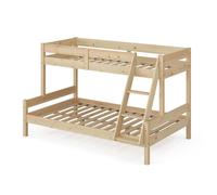 VitaliSpa Lit superposé Everest, Naturel Bois, 120x200 / 80x200 cm, avec escalier intégré et système de sommier à Lattes Stable