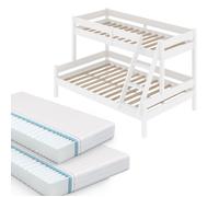 VitaliSpa lit superposé Everest, Blanc, 140x200 / 90x200 cm, avec 2 Matelas