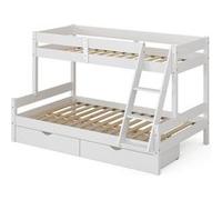 VitaliSpa lit superposé Everest, Blanc, 120x200 / 80x200 cm avec tiroirs