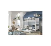 VIVIEN - Lit Superposé Gigogne en Pin Laqué Blanc 90x200cm -