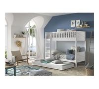 VIVIEN - Lit Superposé Gigogne en Pin Laqué Blanc 90x200cm -