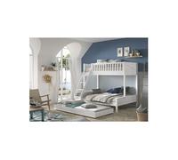 Lit Superposé Gigogne en Pin Laqué Blanc Couchages 140x200cm et 90x200cm - VIVIEN - ALTOBUY Blanc G