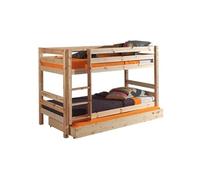 SLEEPY - Lit Superposé H140 en Pin Naturel 90x200cm avec Lit-Tiroir - Altobuy Marron G