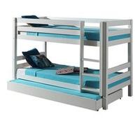 SLEEPY - Lit Superposé H140 Laqué Blanc 90x200cm avec Lit-Tiroir - Altobuy Blanc G