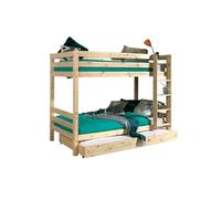 SLEEPY - Lit Superposé H160 en Pin Naturel 90x200cm avec Lit-Tiroir - Altobuy Marron
