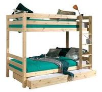 SLEEPY - Lit Superposé H160 en Pin Naturel 90x200cm avec Lit-Tiroir - Altobuy Marron