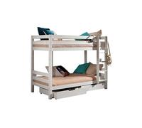 Lit Superposé H160 Laqué Blanc 90x200cm avec 2 Tiroirs - SLEEPY -