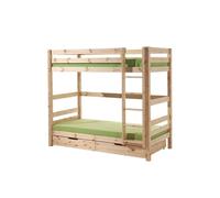 SLEEPY - Lit Superposé H180 en Pin Naturel 90x200cm avec 2 Tiroirs -