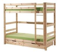 SLEEPY - Lit Superposé H180 en Pin Naturel 90x200cm avec 2 Tiroirs -