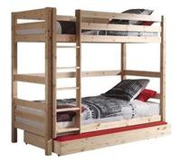 SLEEPY - Lit Superposé H180 en Pin Naturel 90x200cm avec Lit-Tiroir -