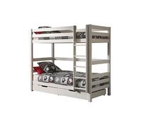 Lit Superposé H180 Laqué Blanc 90x200cm avec 2 Tiroirs - SLEEPY -