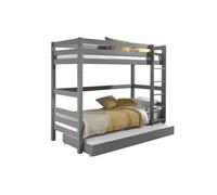 SLEEPY - Lit Superposé H180 Laqué Gris 90x200cm avec Lit-Tiroir - Altobuy Gris