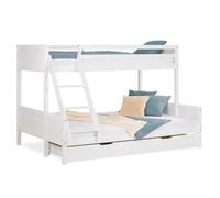 Lit Superposé - HomeStyle4U - 2724 - 90x200 et 140x200 - Bois massif - 3 places - Blanc