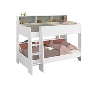 Parisot Lits superposés enfant JIM 2x90x200 cm Vert céladon/Terracotta Blanc Ombre Sommiers inclus