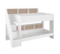 Lit superposé Lester 90x200 avec rangement - blanc/chêne