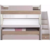 Lit superposé Lit 3 places multifonctionnel en bois rose Lit surélevé de luxe