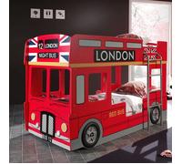 Lit superposé london bus 90x200 - Rouge - Terre de Nuit
