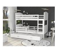 Lit Superposé Mateo 80x160 Tiroir + Matelas Blanc - blanc
