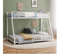 Lit superposé métal blanc adulte et enfant 140x190 cm + 90x140 cm style moderne