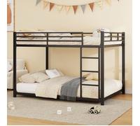 Lit Superposé Métal Enfant 140x200cm - Cadre Acier Renforcé, Noir, EN747 Certifié, 120kg Charge Max - Livraison 2 Colis