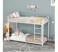 Lit Superposé Métal Enfant 900x200cm - Cadre Acier Renforcé, Blanc, EN747 Certifié, 120kg Charge Max - Livraison 2 Colis