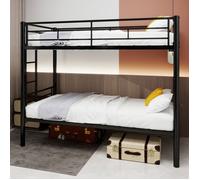 Lit Superposé Métal Noir 90x190 - Transformable en 2 Lits - Garde-Corps 31.5cm - Rangement sous le lit - Échelle Large Antidérapante