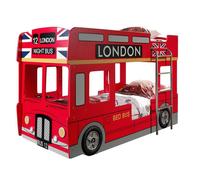 Lit Superposé & Mezzanine Enfant Bus ""Londres"" 90x200cm Rouge
