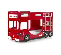 Lit Superposé & Mezzanine Enfant ""Pompier"" 90x200cm Rouge