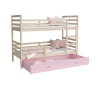 Lit Superposé Milo 90x190 tiroir + Matelas Pin - rose