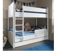 Lit Superposé Paris Prix Robin Blanc - 90 x 200 cm - Enfant - Avec tiroirs - A monter soi-même