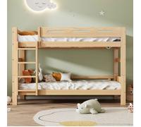 Lit Superposé Pin 90x200cm - Lit superposer enfants 2 places - Séparable en 2 Lits Individuels - Sommier inclus - Naturel