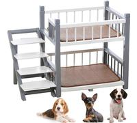 Lit superposé pour chiens de petite, moyenne et grande taille - Lit double couche amovible avec escaliers - Design confortable et fonctionnel pour animaux de compagnie