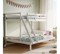 Lit superpose pour enfant - Couchage 90x200cm +140x200cm - Lit en bois massif - Lit double couchage - Barrière anti chute - Blanc