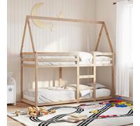 Lit Superposé Sans Matelas 90x190 Cm Pin Massif Non Traité Avec Toit Enfant Marron