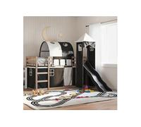 vidaXL Lit superposé sans Matelas avec Toboggan Blanc Noir 90x190 cm