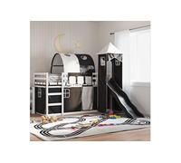 Lit superposé sans matelas avec toboggan blanc noir 90x190 cm 3284182