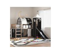 Lit superposé sans matelas avec toboggan blanc noir 90x200 cm 3284161