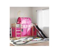Lit superposé sans matelas avec toboggan et rideaux 90x190 cm 3284154
