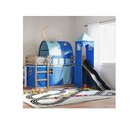 Vidaxl Lit Superposé Avec Toboggan Et Rideaux Bleu 90x190 Cm Multicolore