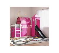 Lit superposé sans matelas avec toboggan et rideaux 90x190 cm 3284184