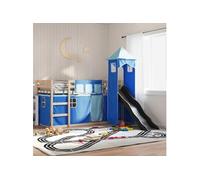 Lit superposé sans matelas avec toboggan et rideaux 90x190 cm 3284207