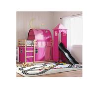 Vidaxl Lit Superposé Avec Toboggan Et Rideaux Rose 90x200 Cm Multicolore