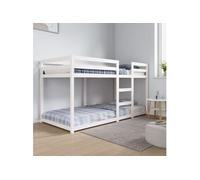 Lit Superposé 90x200 Cm Pin Massif Blanc Robuste Design Simple Blanc