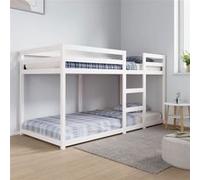 Lit Superposé 90x200 Cm Pin Massif Blanc Robuste Design Simple Blanc